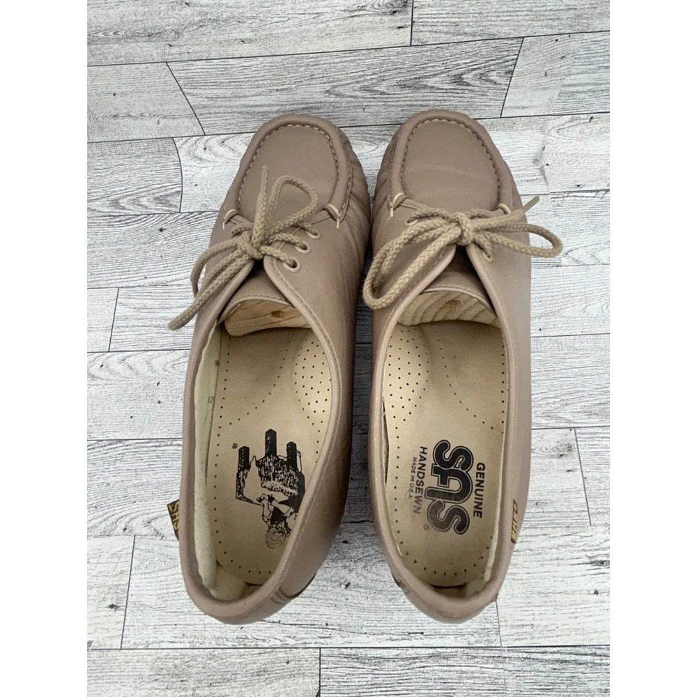 SAS Free Time Taupe Leather Lace Up Walking Shoes‎ Women Sz 10.5 WW Handsewn USA